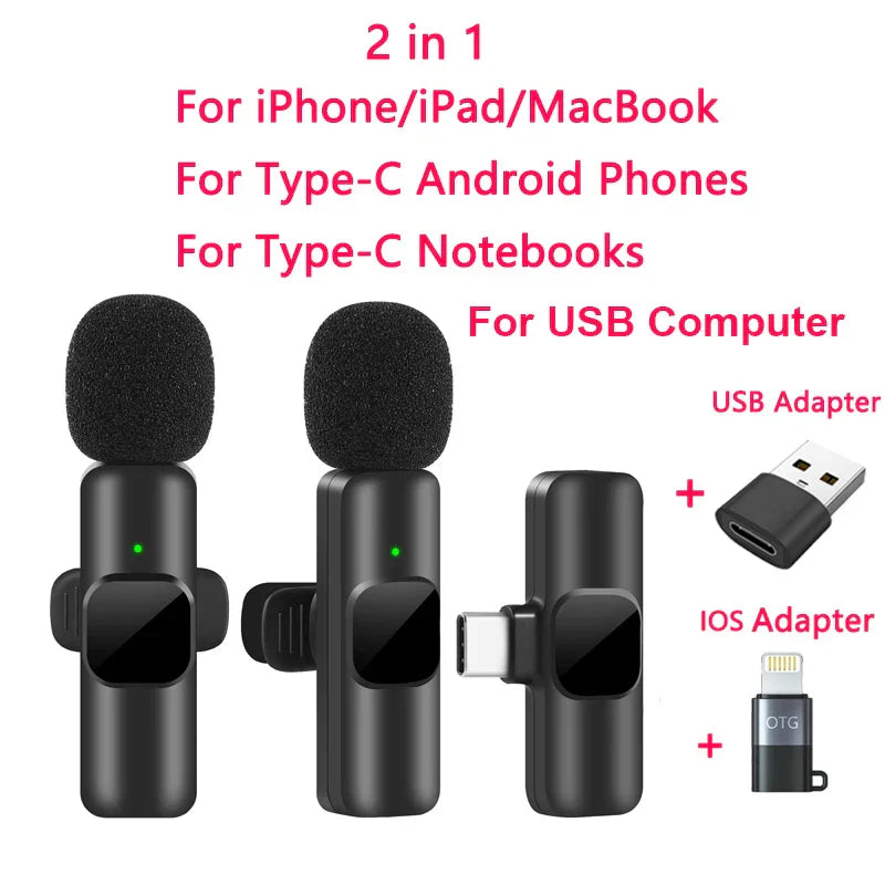 Microphone cravate sans fil pour iPhone et Android (enregistrement en direct)